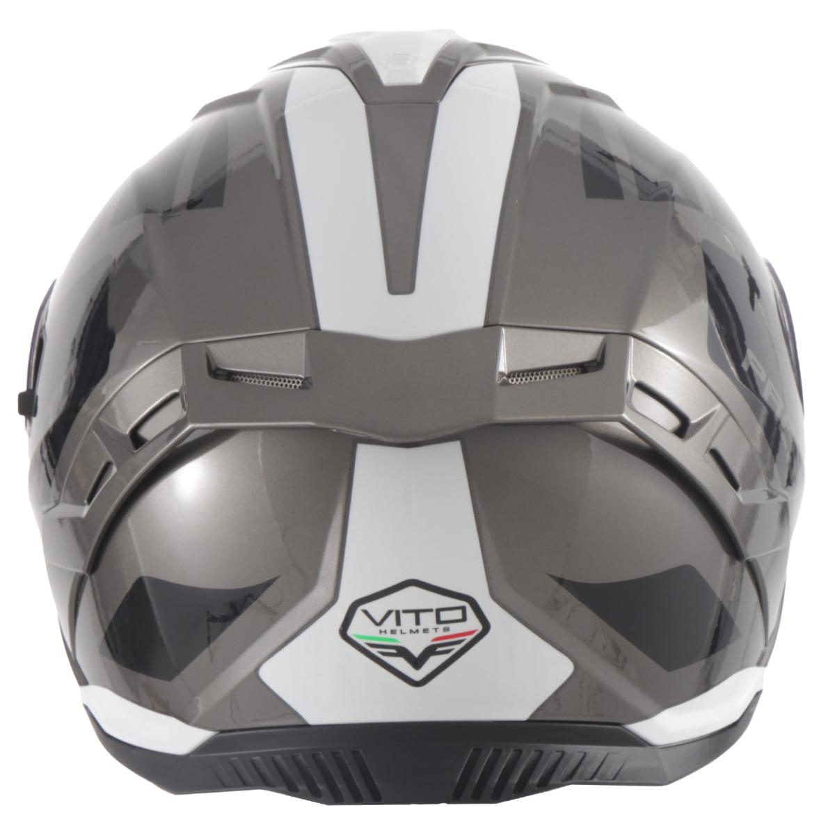 Helm vito presto integraal + zonnevizier glans grijs/wit/zwart