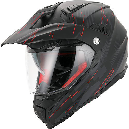 Helm vito crosshelm met vizier molino mat zwart/rood