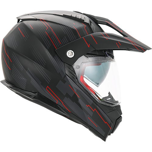 Helm vito crosshelm met vizier molino mat zwart/rood