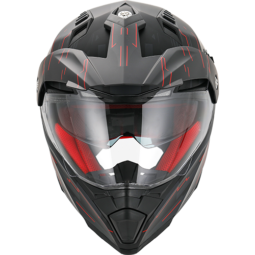 Helm vito crosshelm met vizier molino mat zwart/rood
