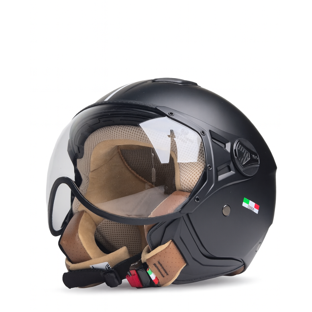 Helm vito jet moda mat zwart lichte binnenkant