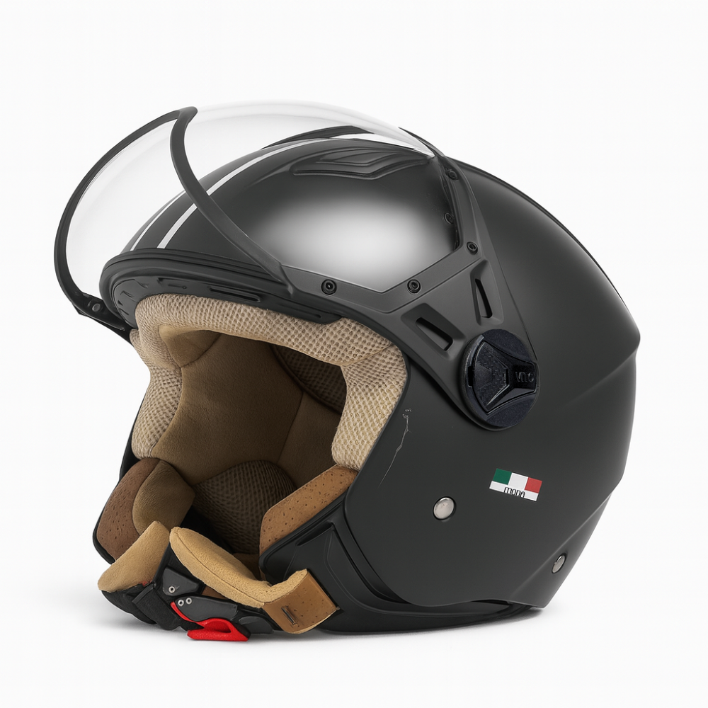 Helm vito jet moda mat zwart lichte binnenkant