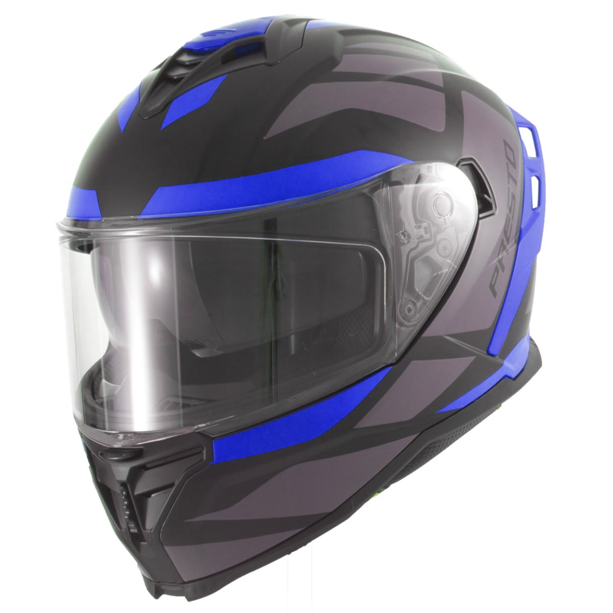 Helm vito presto integraal + zonnevizier glans blauw/zwart